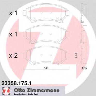 ZIMMERMANN 233581751 Комплект гальмівних колодок, дискове гальмо