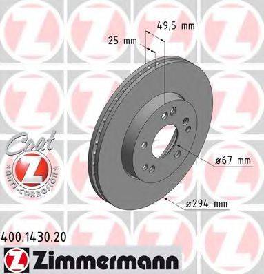 ZIMMERMANN 400143020 гальмівний диск