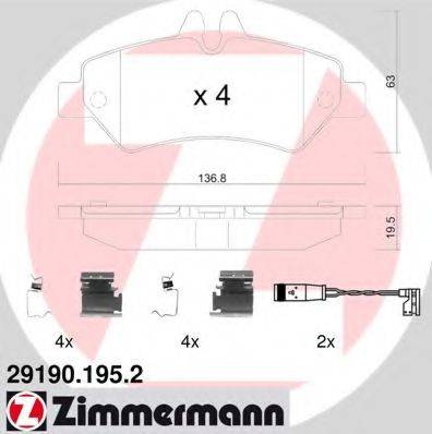 ZIMMERMANN 291901952 Комплект гальмівних колодок, дискове гальмо