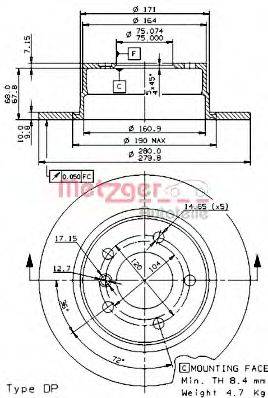 METZGER 14860V гальмівний диск