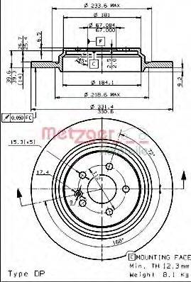 METZGER 15385V гальмівний диск