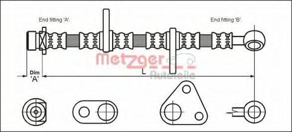 METZGER 4113600 Гальмівний шланг