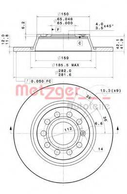 METZGER 14925V гальмівний диск