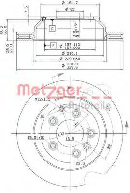 METZGER 25136V гальмівний диск