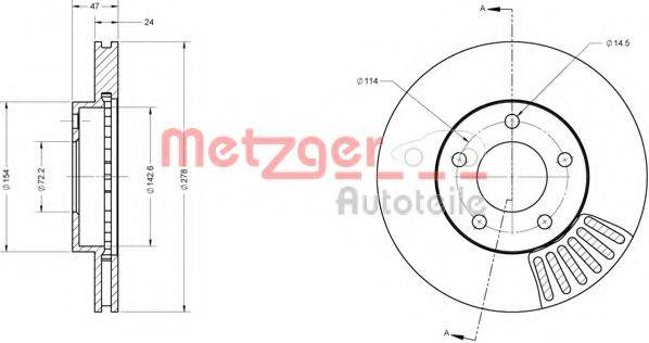 METZGER 6110421 гальмівний диск