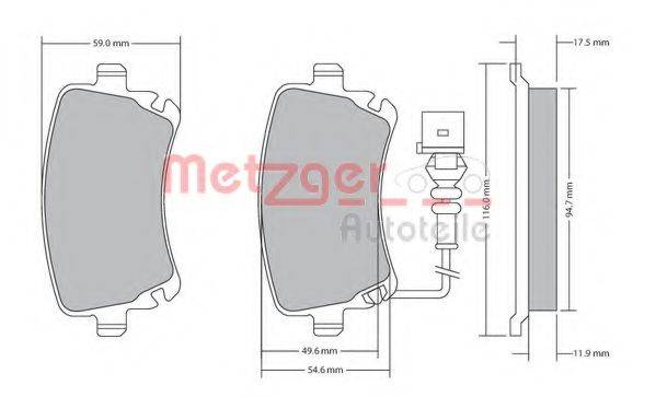 METZGER 1170190 Комплект гальмівних колодок, дискове гальмо