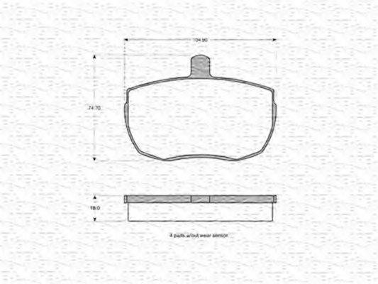 MAGNETI MARELLI 363702160040 Комплект гальмівних колодок, дискове гальмо