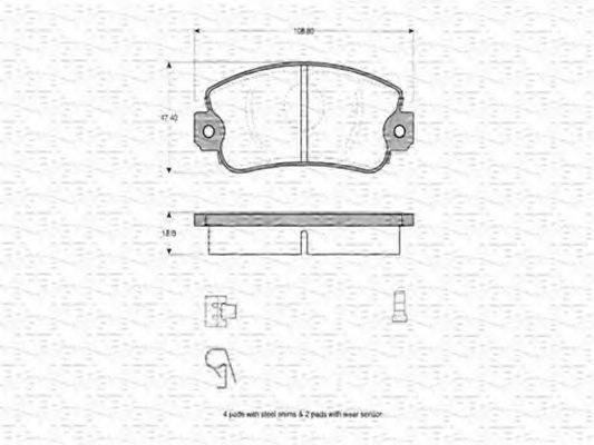 MAGNETI MARELLI 363702160141 Комплект гальмівних колодок, дискове гальмо