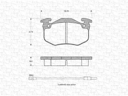 MAGNETI MARELLI 363702160218 Комплект гальмівних колодок, дискове гальмо