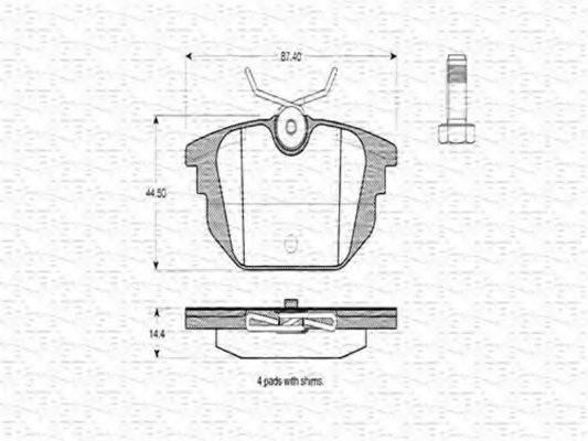 MAGNETI MARELLI 363702160384 Комплект гальмівних колодок, дискове гальмо