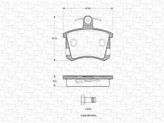 MAGNETI MARELLI 363702160598 Комплект гальмівних колодок, дискове гальмо