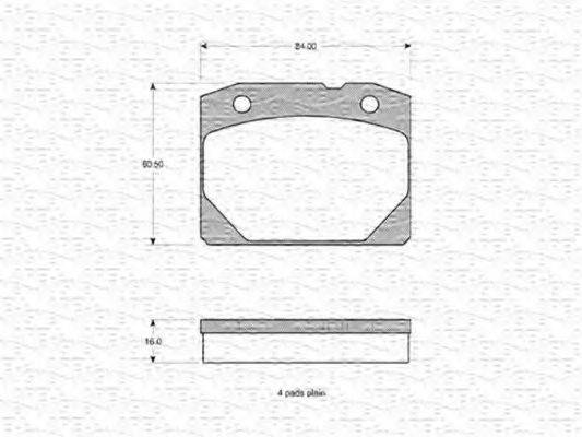 MAGNETI MARELLI 363702160658 Комплект гальмівних колодок, дискове гальмо