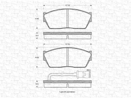 MAGNETI MARELLI 363702160801 Комплект гальмівних колодок, дискове гальмо