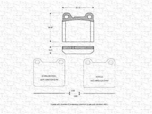 MAGNETI MARELLI 363702160827 Комплект гальмівних колодок, дискове гальмо