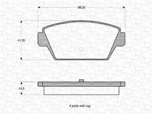 MAGNETI MARELLI 363702160988 Комплект гальмівних колодок, дискове гальмо