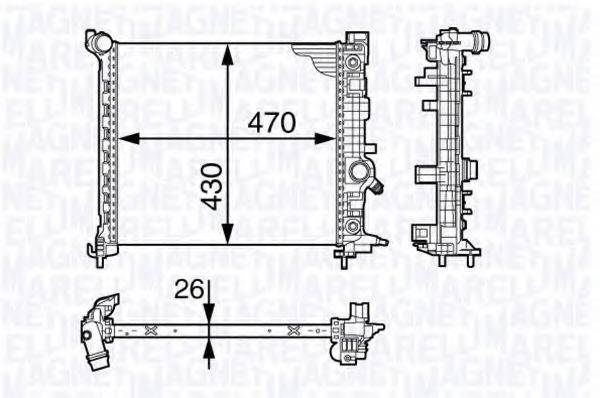 MAGNETI MARELLI 350213143500 Радіатор, охолодження двигуна